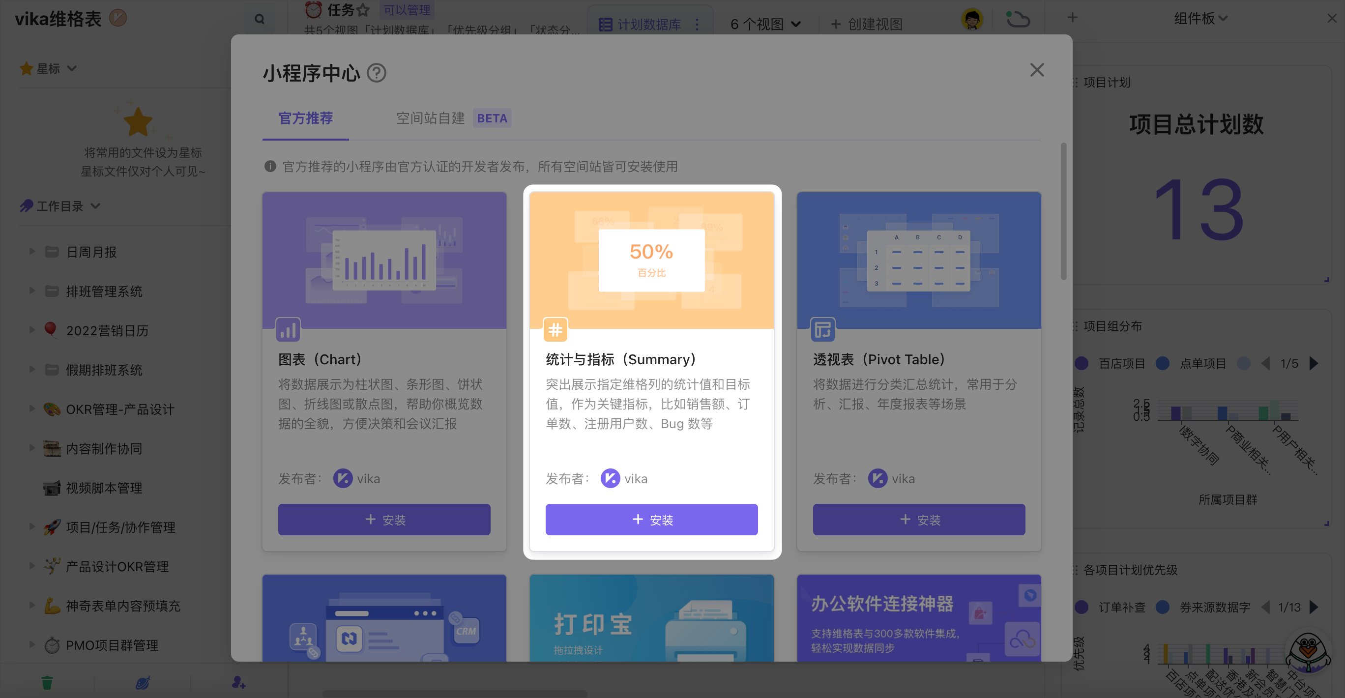 图表概览-小程序中心