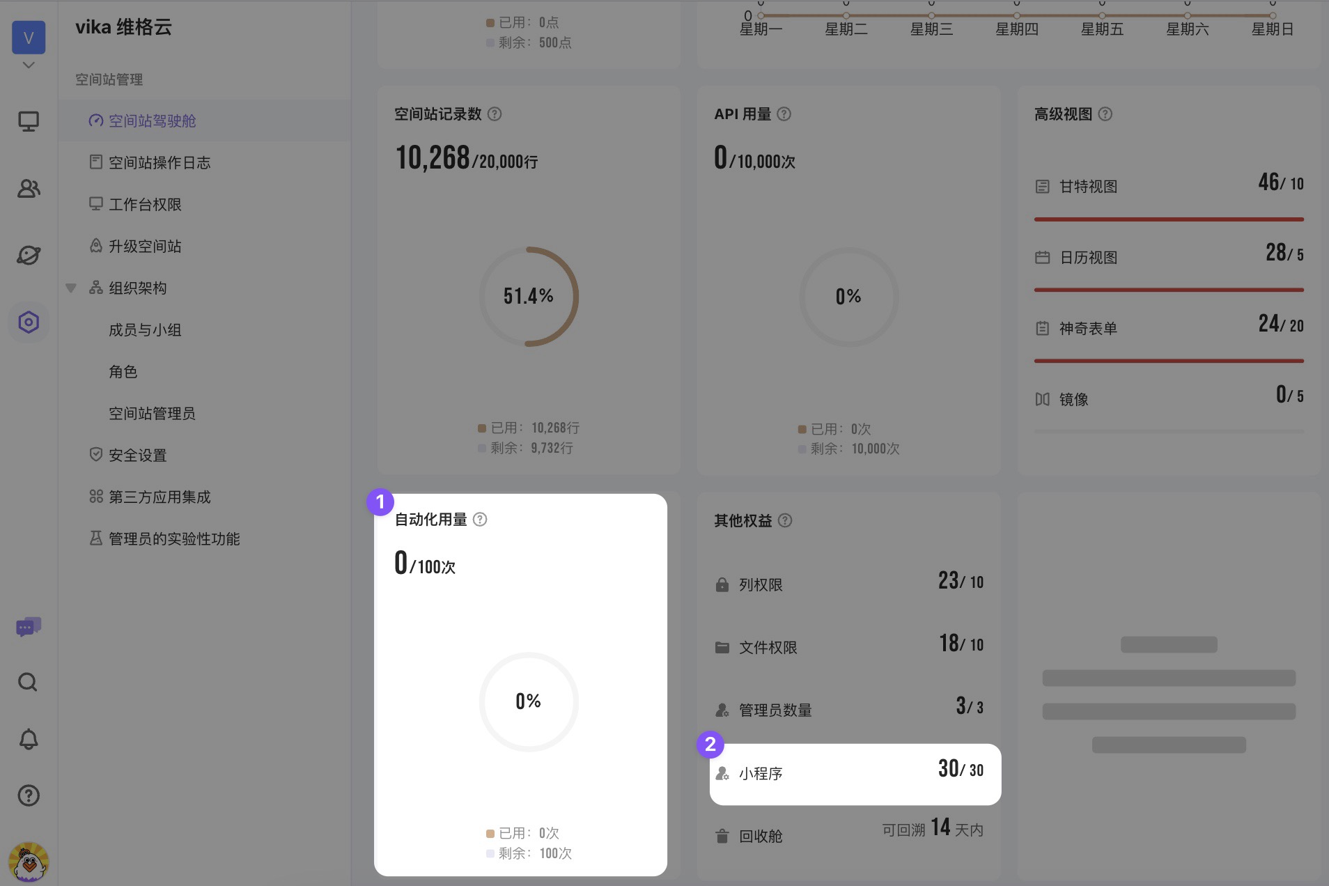 小程序数量和自动化流程用量将结束试用期演示