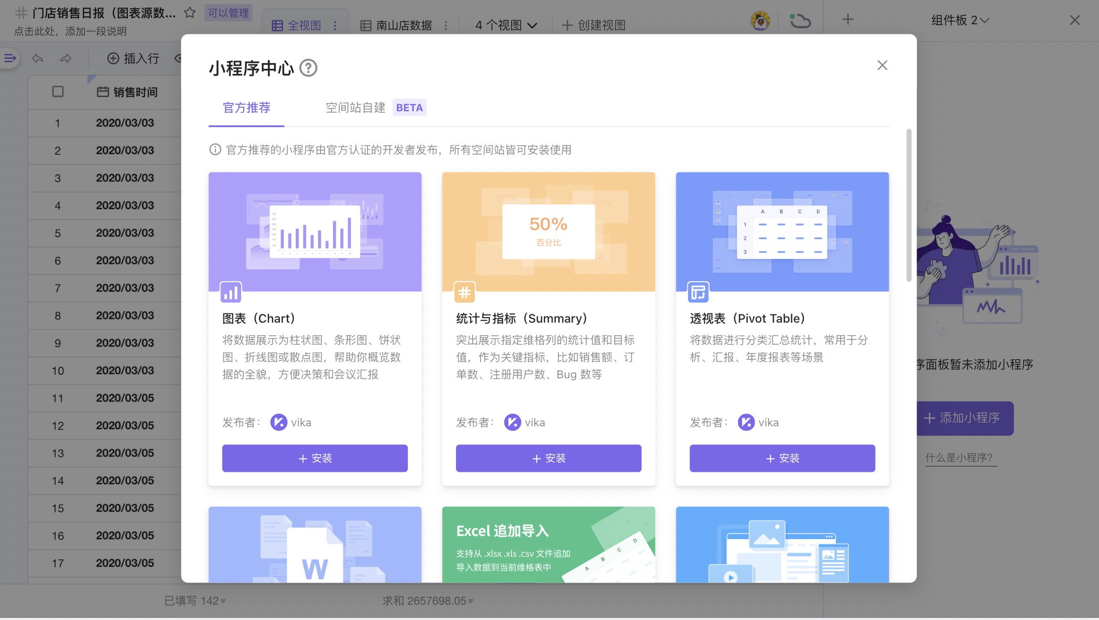 图表概览-小程序中心